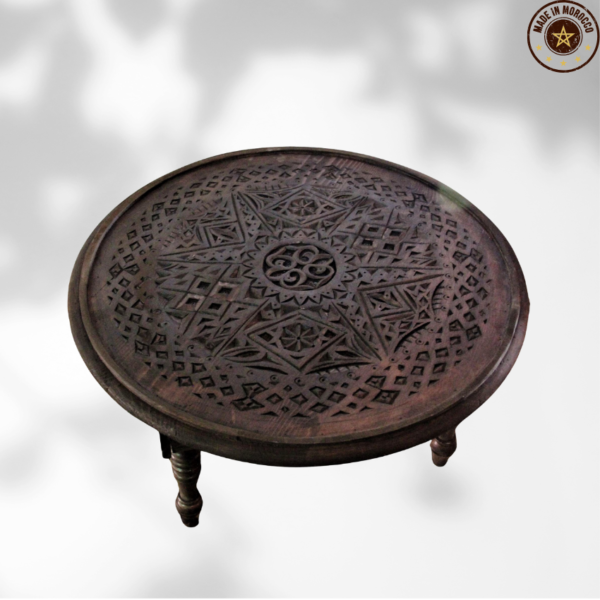 Moroccan Carved Mida Table With Legs/ Amazigh Style.