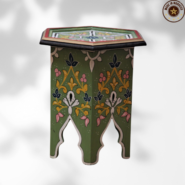 Moroccan Painted "Green- Drumstick" Table / Andalusian Style.