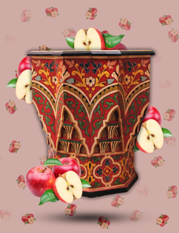 Moroccan Muqarnas Table, Painted "Red-Red Apple"/ Andalusian Style.