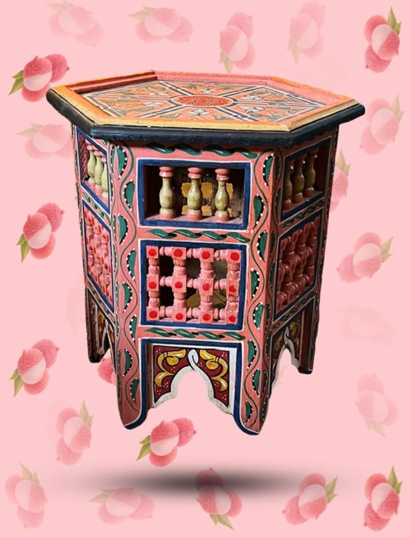 Moroccan "Pink - Lychee" Table with Musharabi/ Andalusian Style