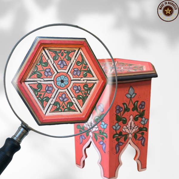 Moroccan Painted "Pink-Lychee" Table / Andalusian Style