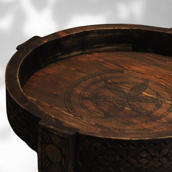 Low Moroccan Carved Mida Table/ Amazigh Style.