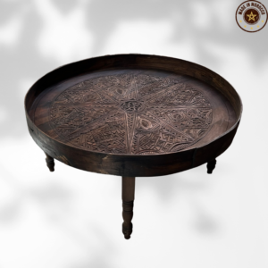 Moroccan Carved Mida Table With Rim and Legs/ Amazigh style.