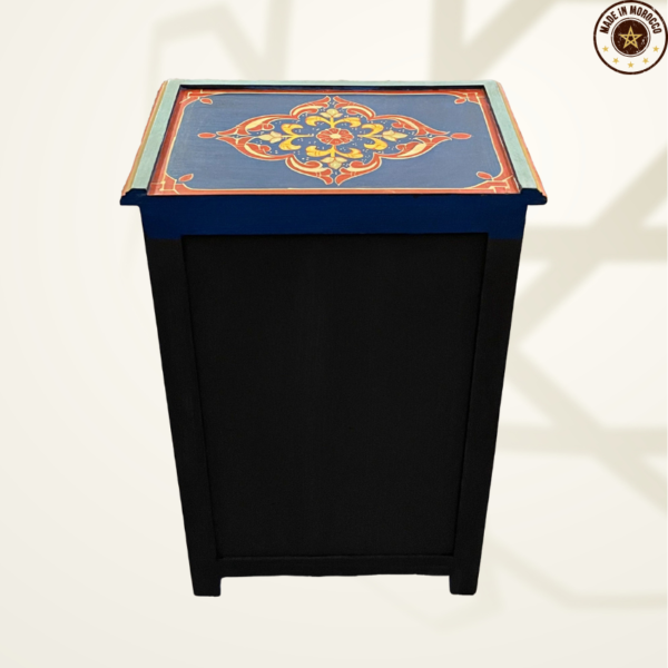 Moroccan Painted "Blue- Blueberry" Nightstand Table With Mushrabi/ Andalusian Style.