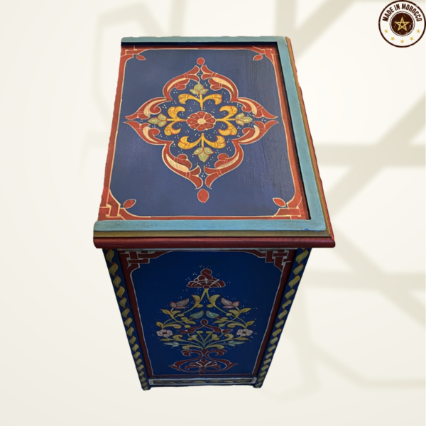 Moroccan Painted "Blue- Blueberry" Nightstand Table With Mushrabi/ Andalusian Style.