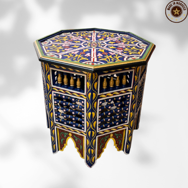 Moroccan "Blue - Blueberry" Table with Musharabi/ Andalusian Style.