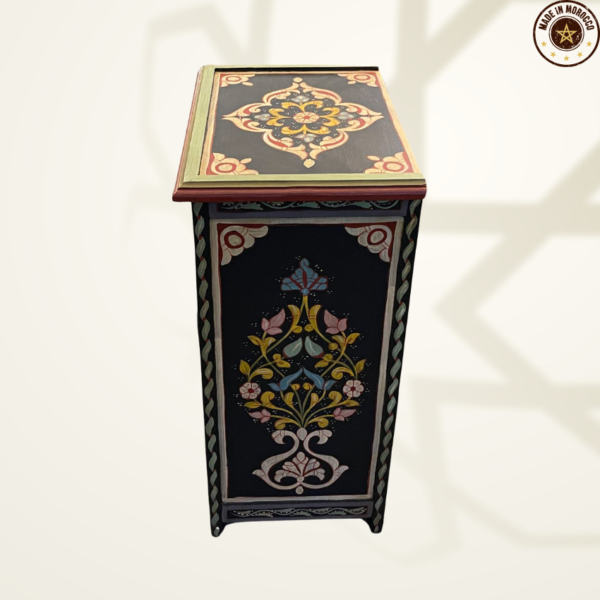 Moroccan Painted "Black- Blackberry" Nightstand Table With Mushrabi/ Andalusian Style.