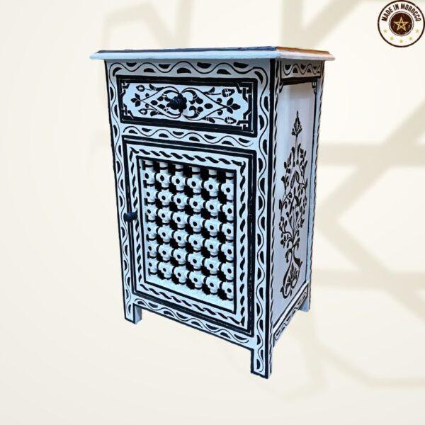 Set of 2 Moroccan Painted Nightstand Table With Mashrabiya / 3 Flavor Variants/ Andalusian Style.