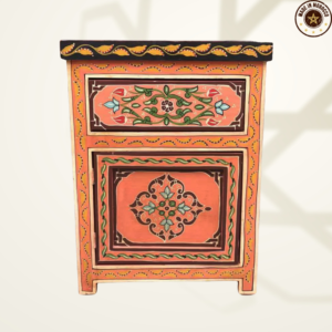 Moroccan Painted "Orange- Orange Squash" Nightstand Table/ Andalusian Style.