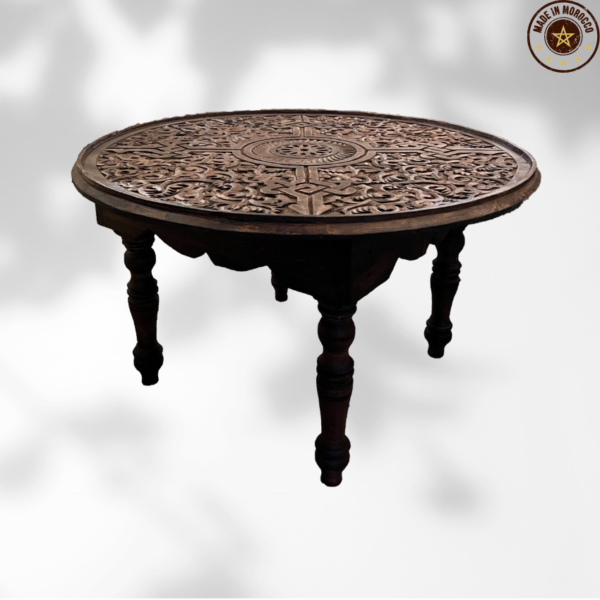 Moroccan Carved Table /Floral motif/ Andalusian style.