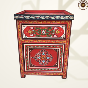 Moroccan Painted "Red - Red Apple" Nightstand Table/ Andalusian Style.