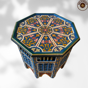 Moroccan "Blue - Raspberry" Table with Musharabi/ Andalusian Style.