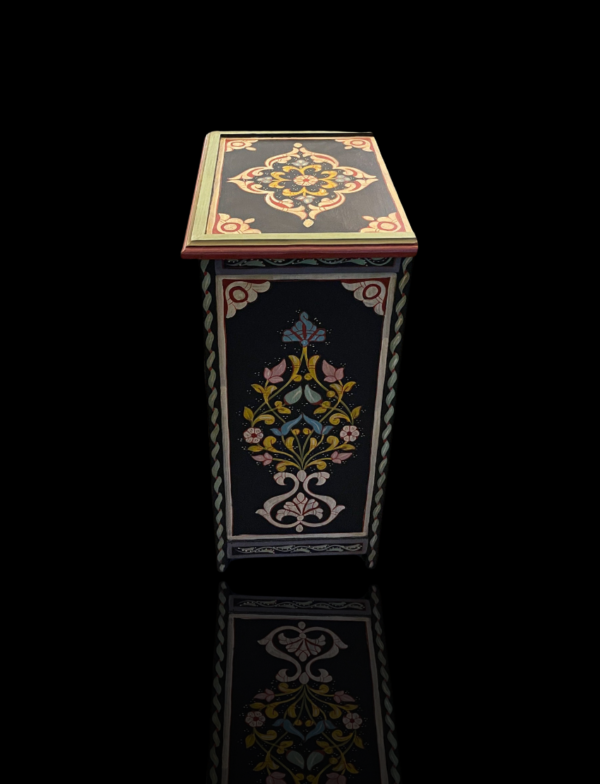 Moroccan Painted "Black- Blackberry" Nightstand Table With Mushrabi/ Andalusian Style.