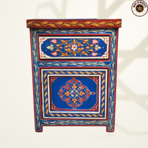 Moroccan Painted "Blue- Raspberry" Nightstand Table/ Andalusian Style.