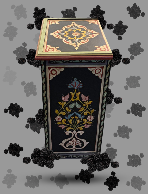 Moroccan Painted "Black- Blackberry" Nightstand Table With Mushrabi/ Andalusian Style.