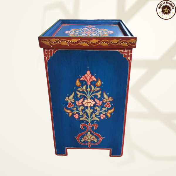 Moroccan Painted "Blue- Raspberry" Nightstand Table/ Andalusian Style.