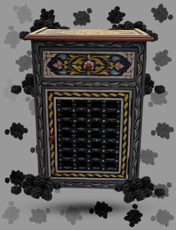 Moroccan Painted "Black- Blackberry" Nightstand Table With Mushrabi/ Andalusian Style.