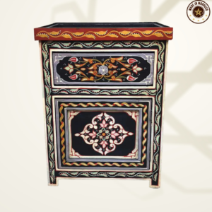 Moroccan Painted "Black- BlackBerry" Nightstand Table/ Andalusian Style.