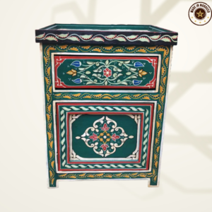 Moroccan Painted "Green- Avocado" Nightstand Table/ Andalusian Style.