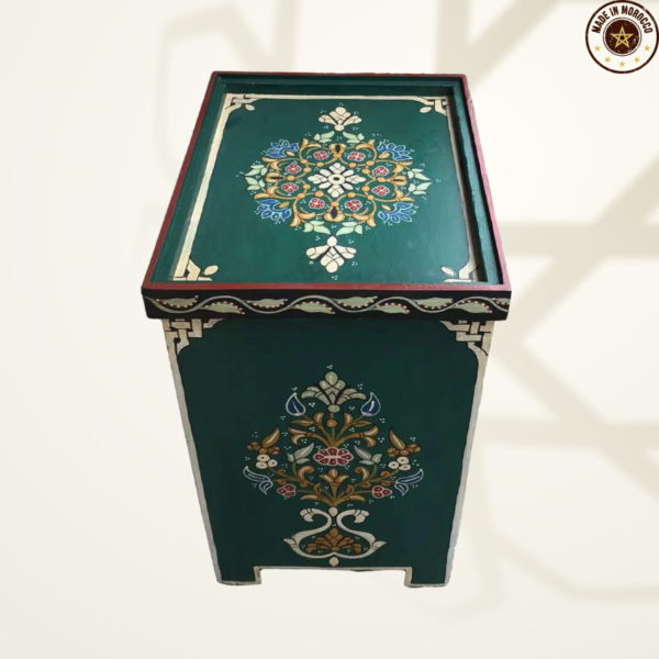 Moroccan Painted "Green- Avocado" Nightstand Table/ Andalusian Style.