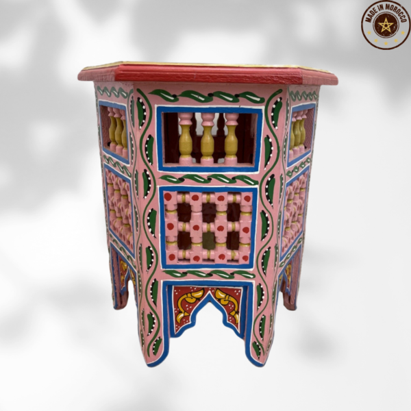 Moroccan "Pink - Dragon Fruit" Table with Musharabi/ Andalusian Style.