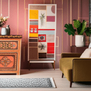 Handcrafted Moroccan painted timber furniture featuring bold patterns, vibrant colors, and ornate woodwork – perfect for eclectic interior styles.