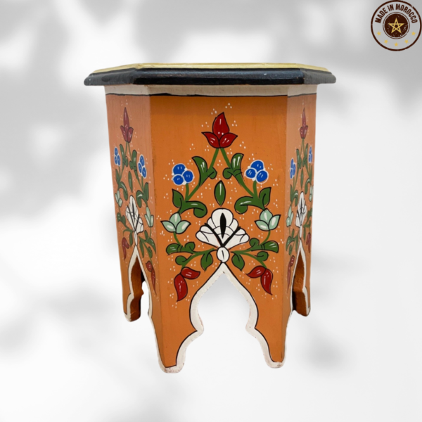 Moroccan Painted "Orange - Orange Squash" Table / Andalusian Style.