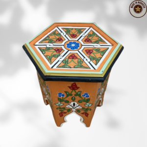 Moroccan Painted "Orange - Orange Squash" Table / Andalusian Style.