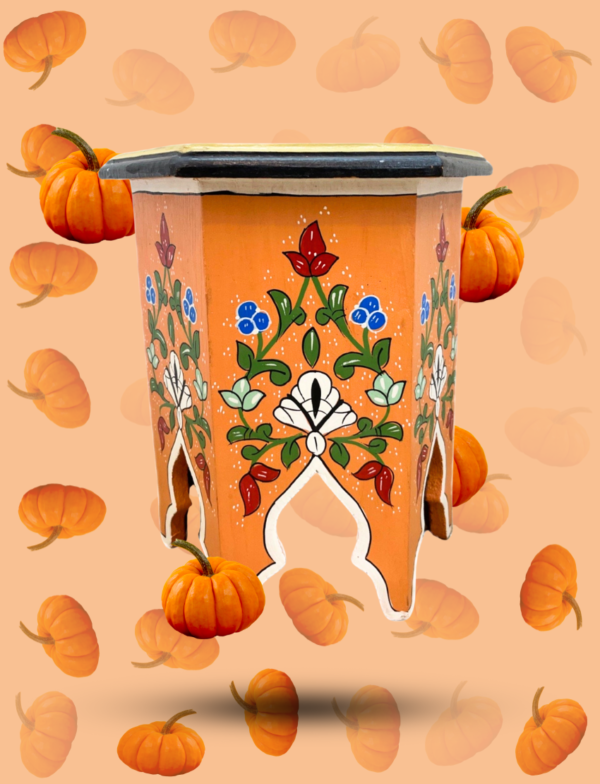 Moroccan Painted "Orange - Orange Squash" Table / Andalusian Style.