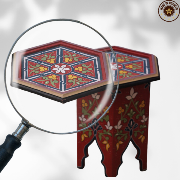 Moroccan Painted "Red - Red Apple" Table / Andalusian Style.