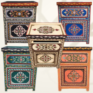 Set of 2 Moroccan Painted Nightstand Table/ 5 Flavor Variants/ Andalusian Style.