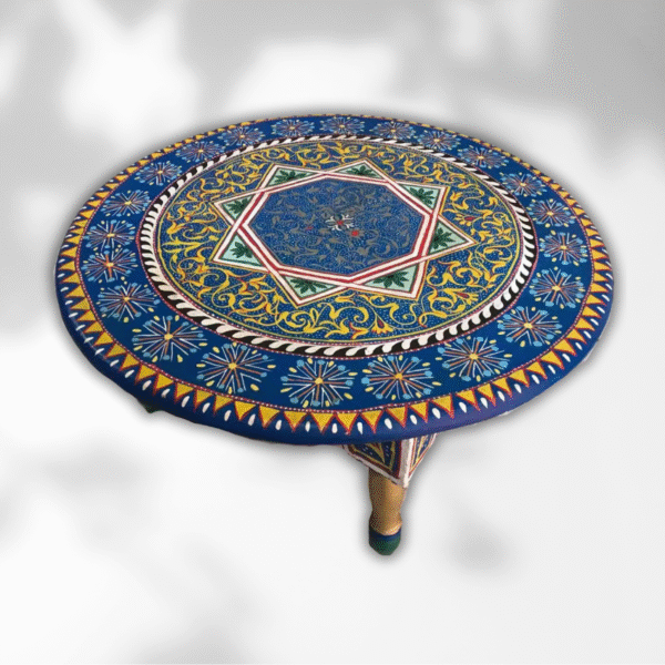 Moroccan Table Basse Painted Blue / Andalusian Style.