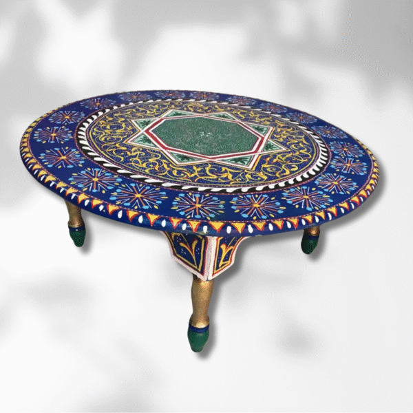 Moroccan Table Basse Painted Blue / Andalusian Style.