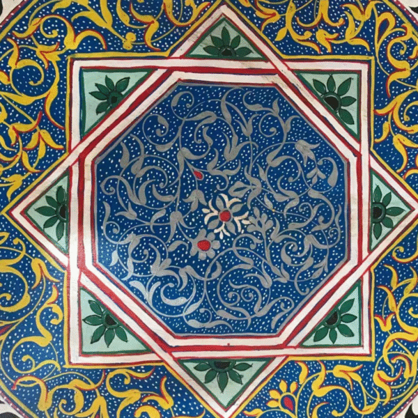 Moroccan Table Basse Painted Blue / Andalusian Style.