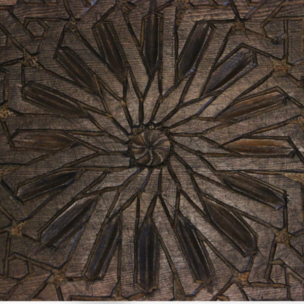 Moroccan Carved Mida Table With Legs/ Amazigh- Andalusian Style/ Geometric Lining.