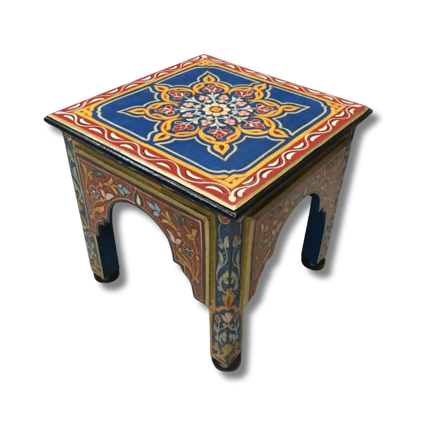 Blue Wood Square Coffee Table