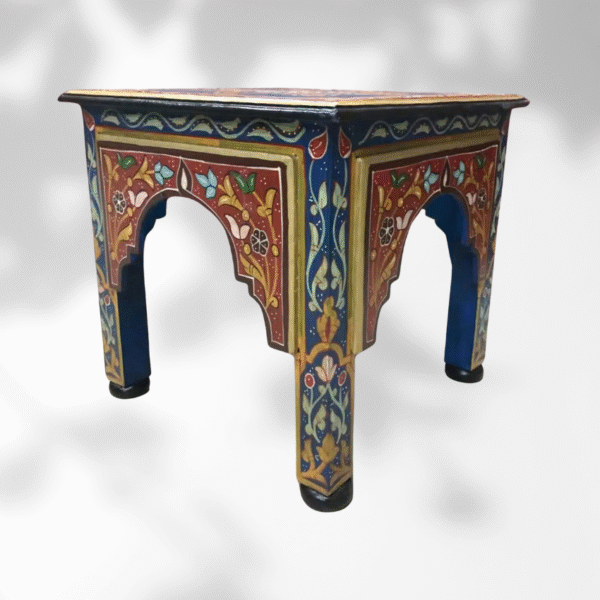Blue Moroccan Wood Square Coffee Table / Andalusian Style.