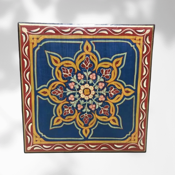 Blue Moroccan Wood Square Coffee Table / Andalusian Style.