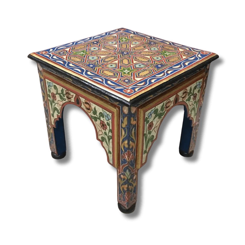 Blue Wood Square Coffee Table