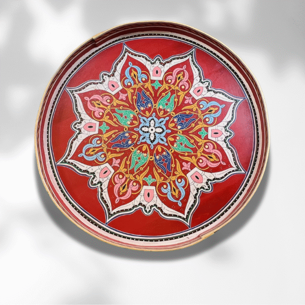 Mandala Table/ Moroccan Painted Mida Table With Rim and Legs/ Andalusian style.