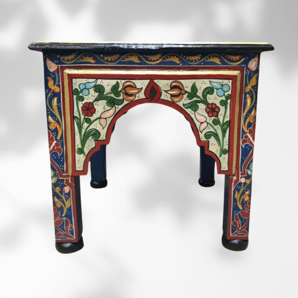 Blue Moroccan Wood Square Coffee Table / Andalusian Style.