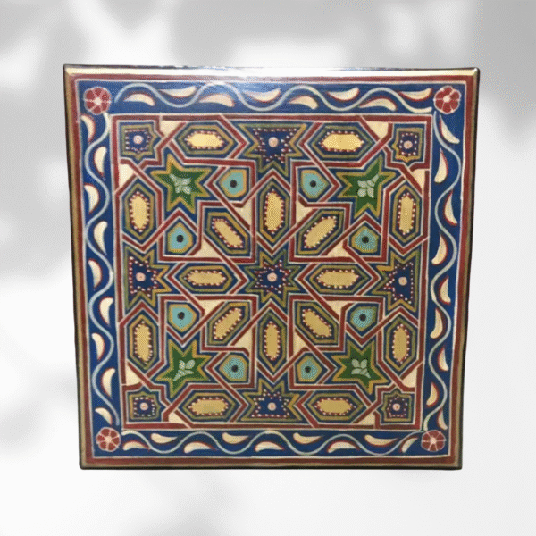 Blue Moroccan Wood Square Coffee Table / Andalusian Style.