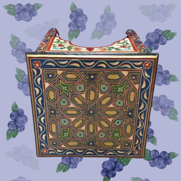 Blue Moroccan Wood Square Coffee Table / Andalusian Style.