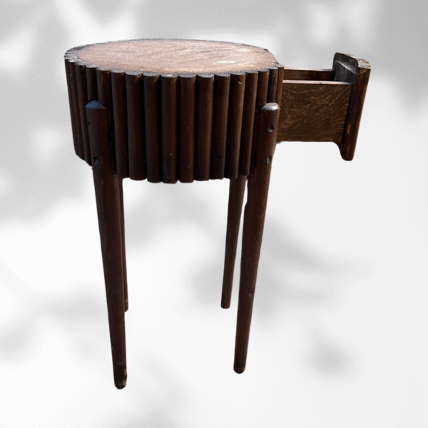 Brown Moroccan Round Fluted Coffee Table With Secret Drawer