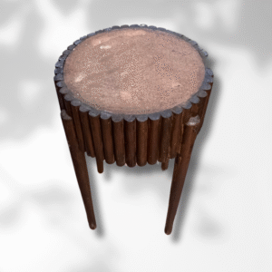 Brown Moroccan Round Fluted Coffee Table With Secret Drawer