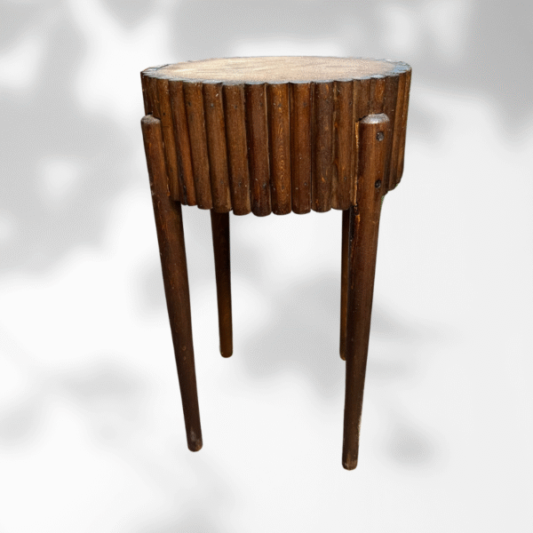 Brown Moroccan Round Fluted Coffee Table With Secret Drawer