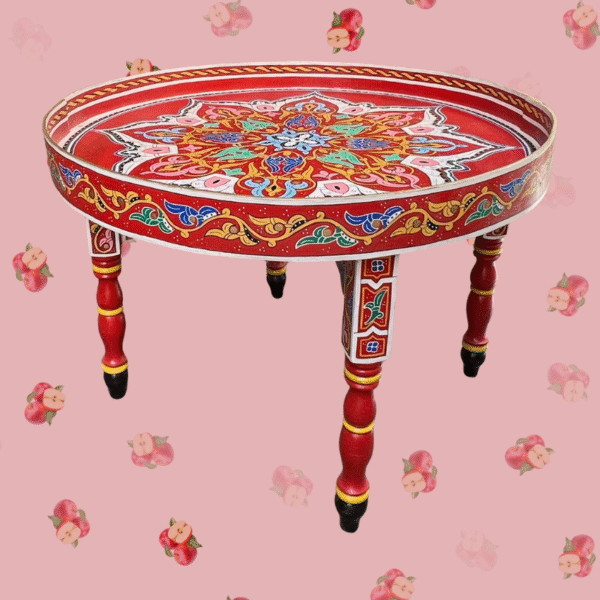 Mandala Table/ Moroccan Painted Mida Table With Rim and Legs/ Andalusian style.