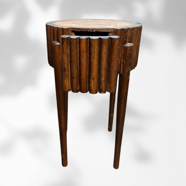 Brown Moroccan Round Fluted Coffee Table With Secret Drawer