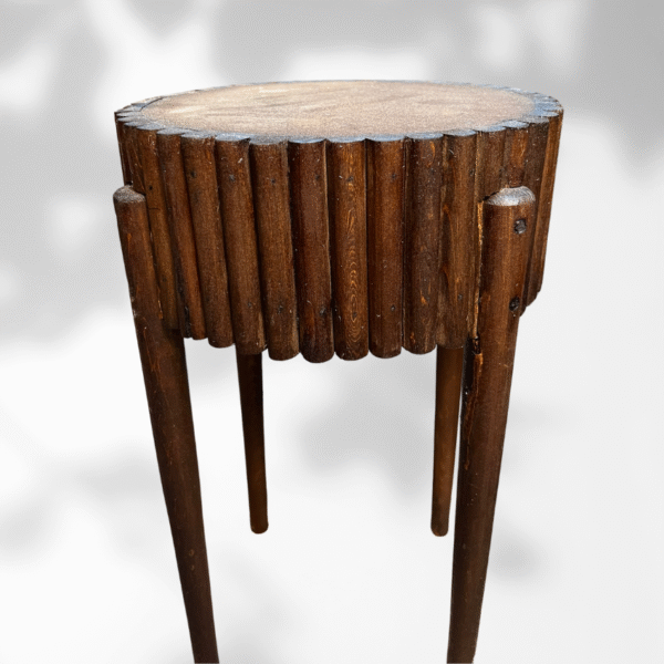 Brown Moroccan Round Fluted Coffee Table With Secret Drawer