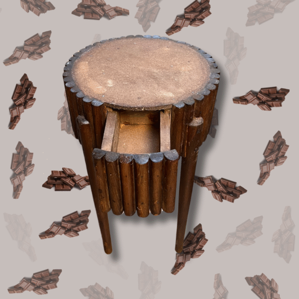 Brown Moroccan Round Fluted Coffee Table With Secret Drawer